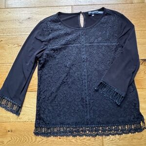 Karl Lagerfeld Paris Womens Lace Detail Pullover Top Sz M